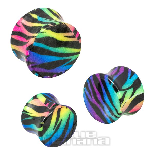 Blue Banana Acrylic Zebra Ear Plug 6-16mm (Multicoloured)