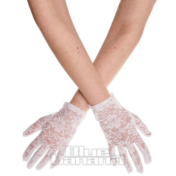 Blue Banana Flower Lace Gloves (White)