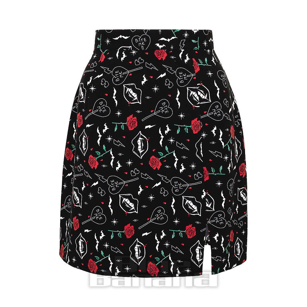 Hell Bunny Candy Goth Lolita Skull Skater Mini Skirt