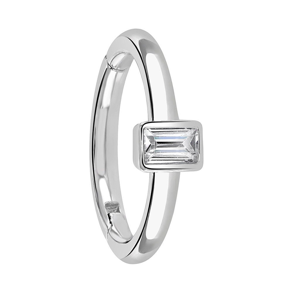 Cubic Zirconia Rectangular Stones 9 ct White Gold 1.0 x 8mm Hinged ...
