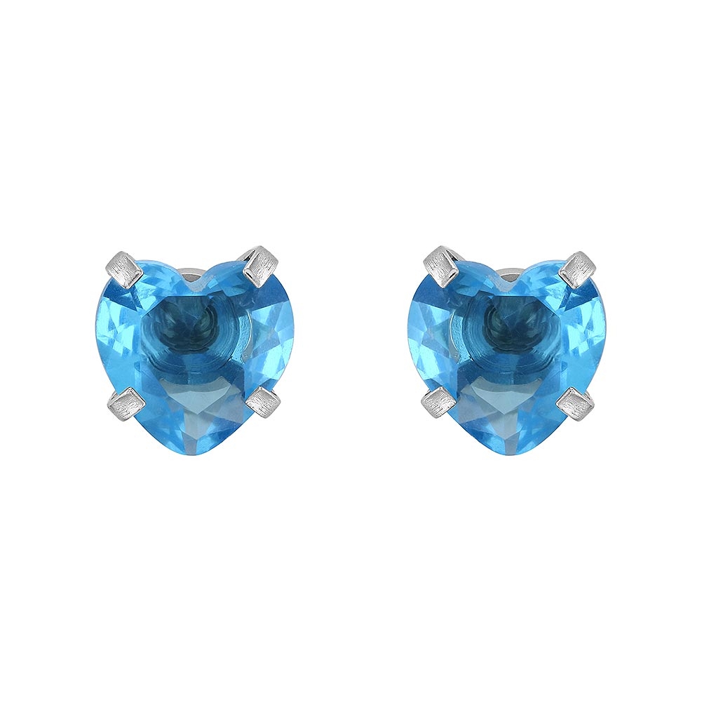 Clou D'oreille En Acier Chirurgical Avec Zircone Bleue - Pour Tragus, Cartilage, Lobe - Simple Boucle - Origami Jewels