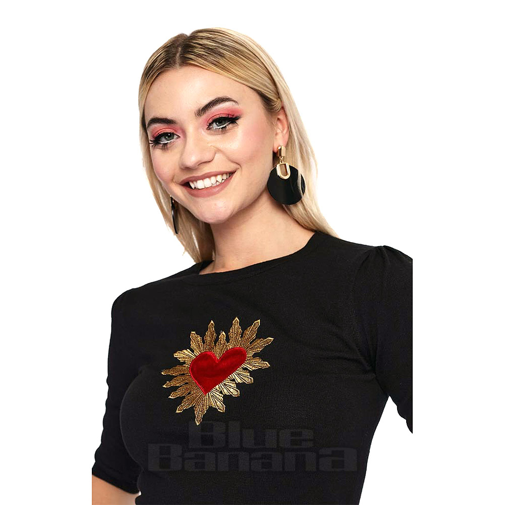 Voodoo Vixen Heart 40s Blouse Black main image 0