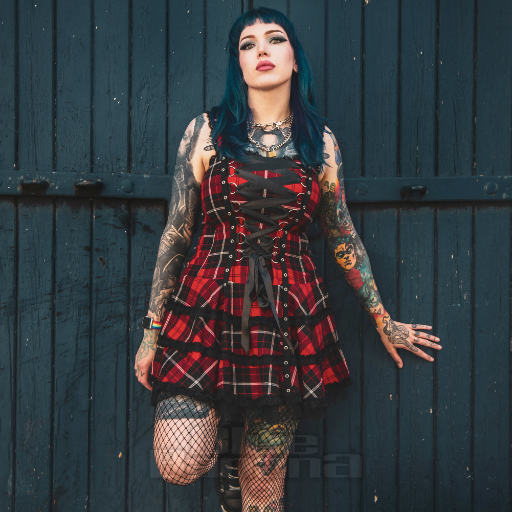 Hell Bunny Harley Tartan Dress, Gothic/Punk Style