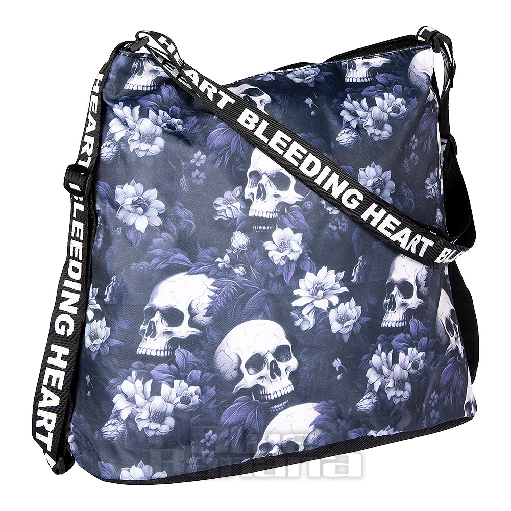 Bleeding Heart Adjustable Skull Handbag (Blue) | Blue Banana