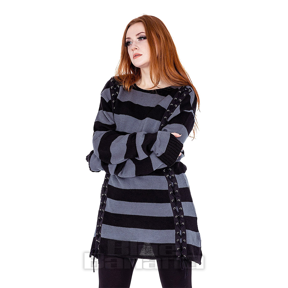 Vixxsin Esmerelda Striped Jumper Dress | Alternative Winter Fashion