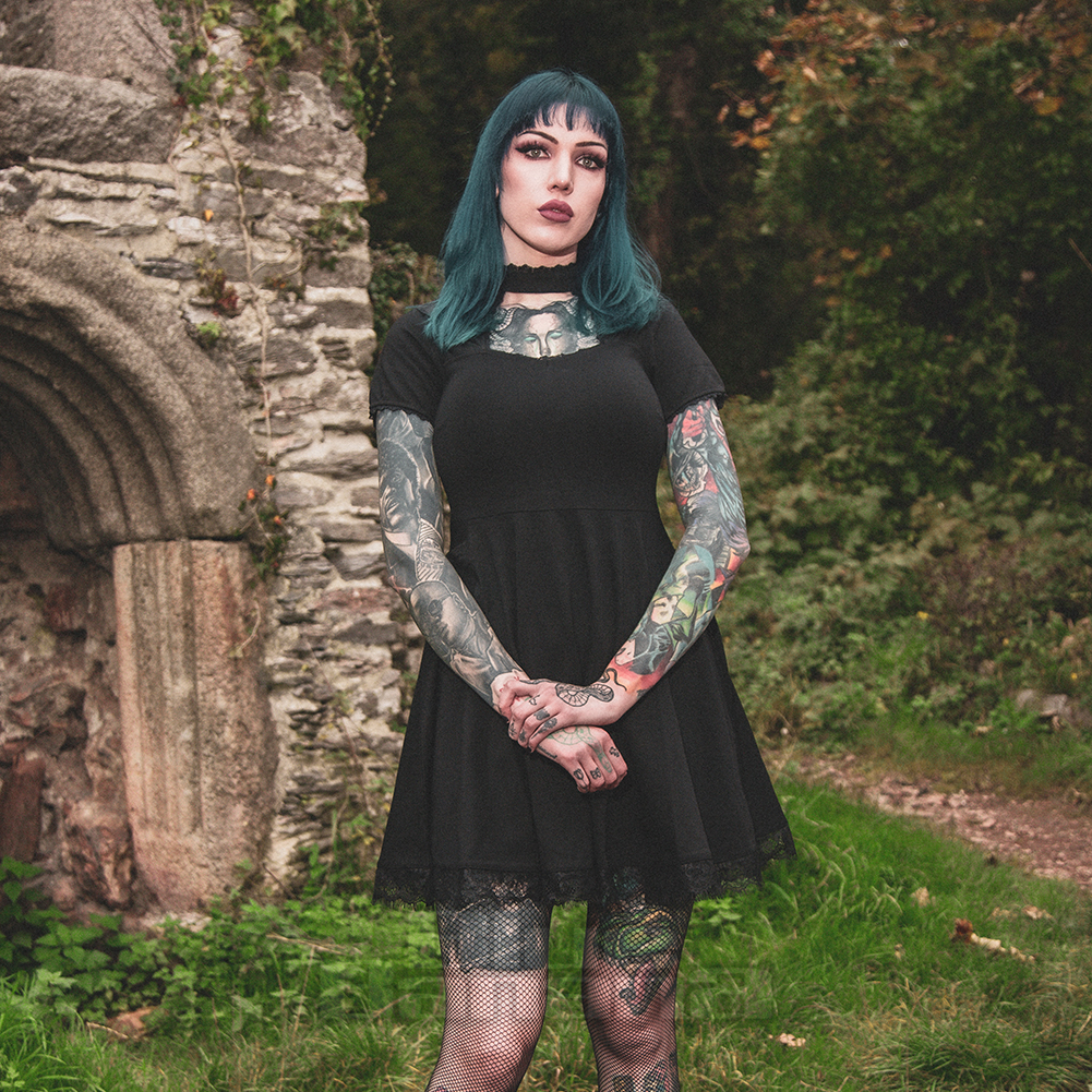 Killstar Draculana Skater Mini Dress (Black)