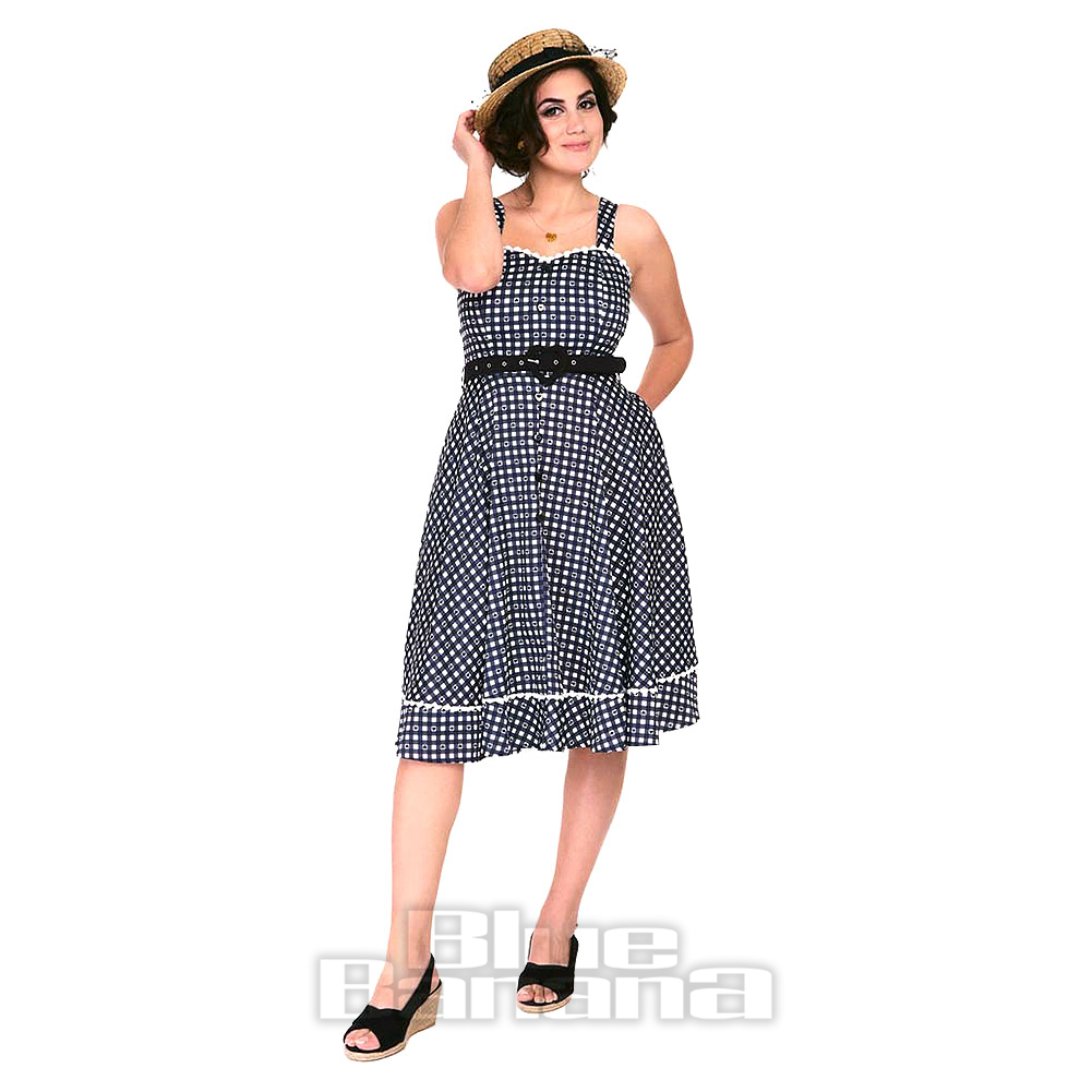 open lace back dress Voodoo Vixen - Marica 1950s Herringbone Wide Collar Black main image 0