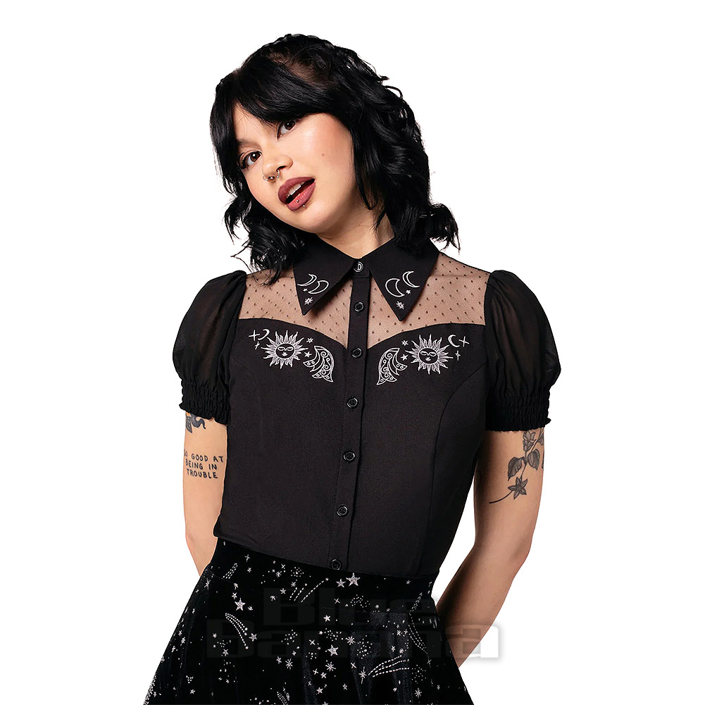 Hell Bunny Danica Blouse (Black) | Blue Banana
