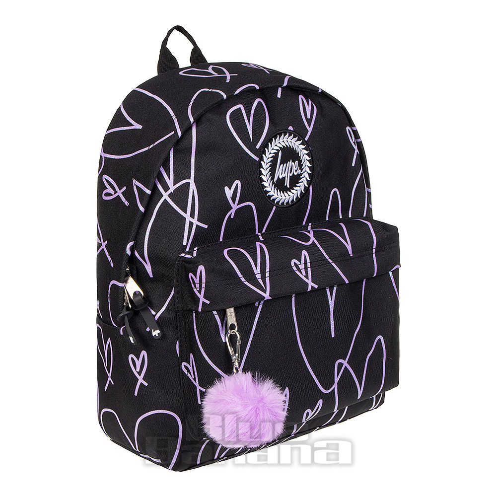 Hype Glitter Heart Black/Pink Backpack