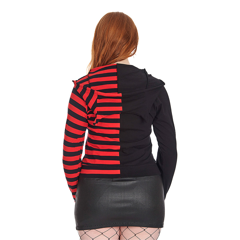 Banned Shiori Black & Red Front Zip Up Hoodie | Gothic Jumpers