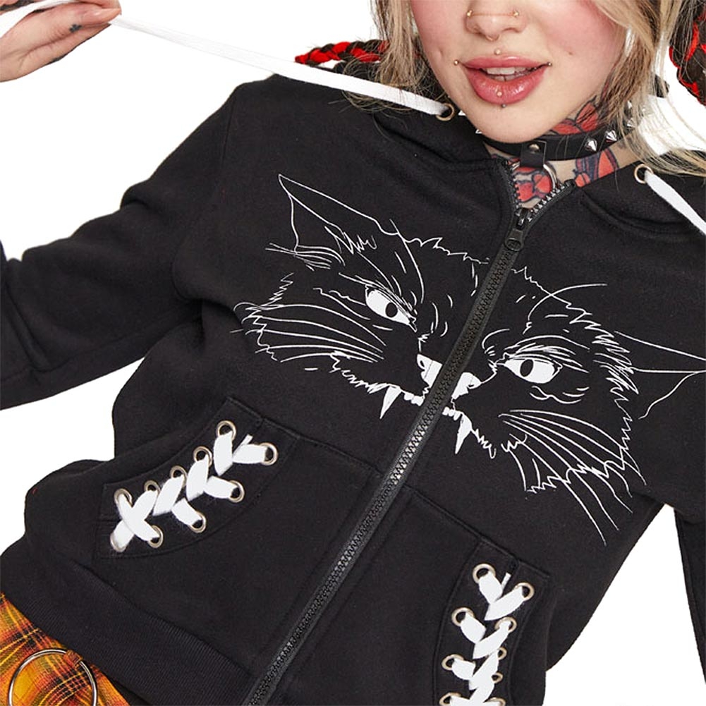 Jawbreaker Hiss Club Cat Ear Hoodie (Black) | Blue Banana