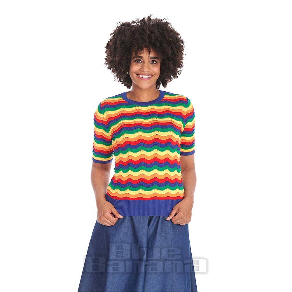 Banned Rainbow Waves Jumper Retro Jumper
