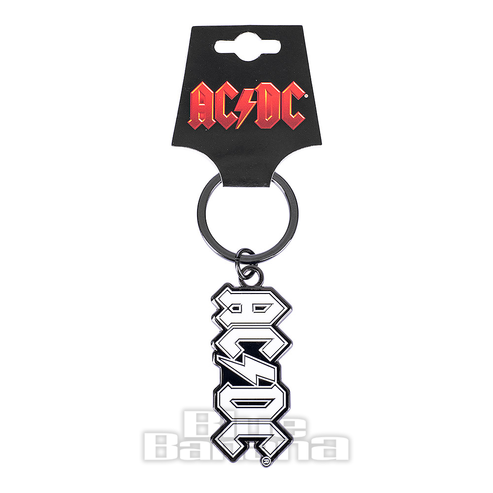 Official AC/DC Logo Keychain (Black/White) | Official Band Merchandise US