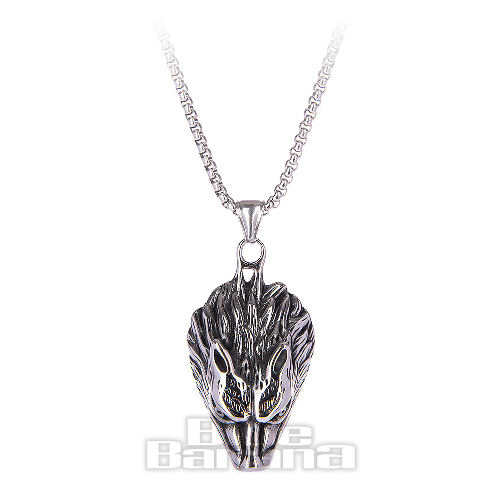 Blue Banana Wolf Necklace (Silver) Blue Banana