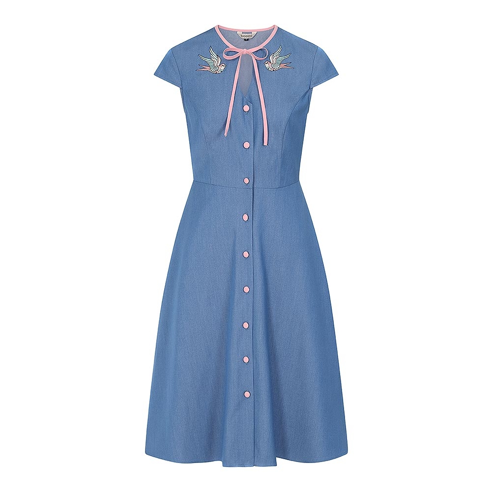 Banned Swallows Millie Dress (Blue)