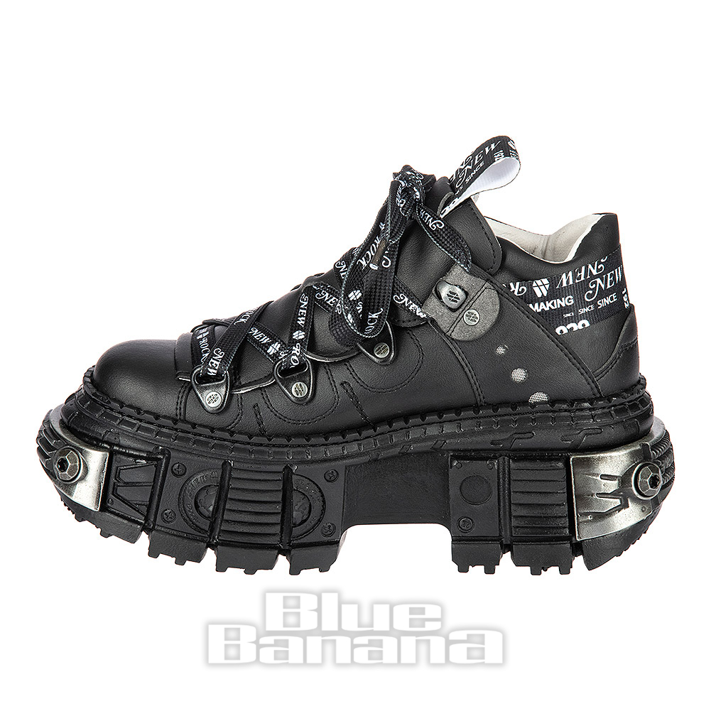 New Rock Botas M-TANK106-C2 Unisex Negro Metálico 100% Cuero Gótico Plataforma e