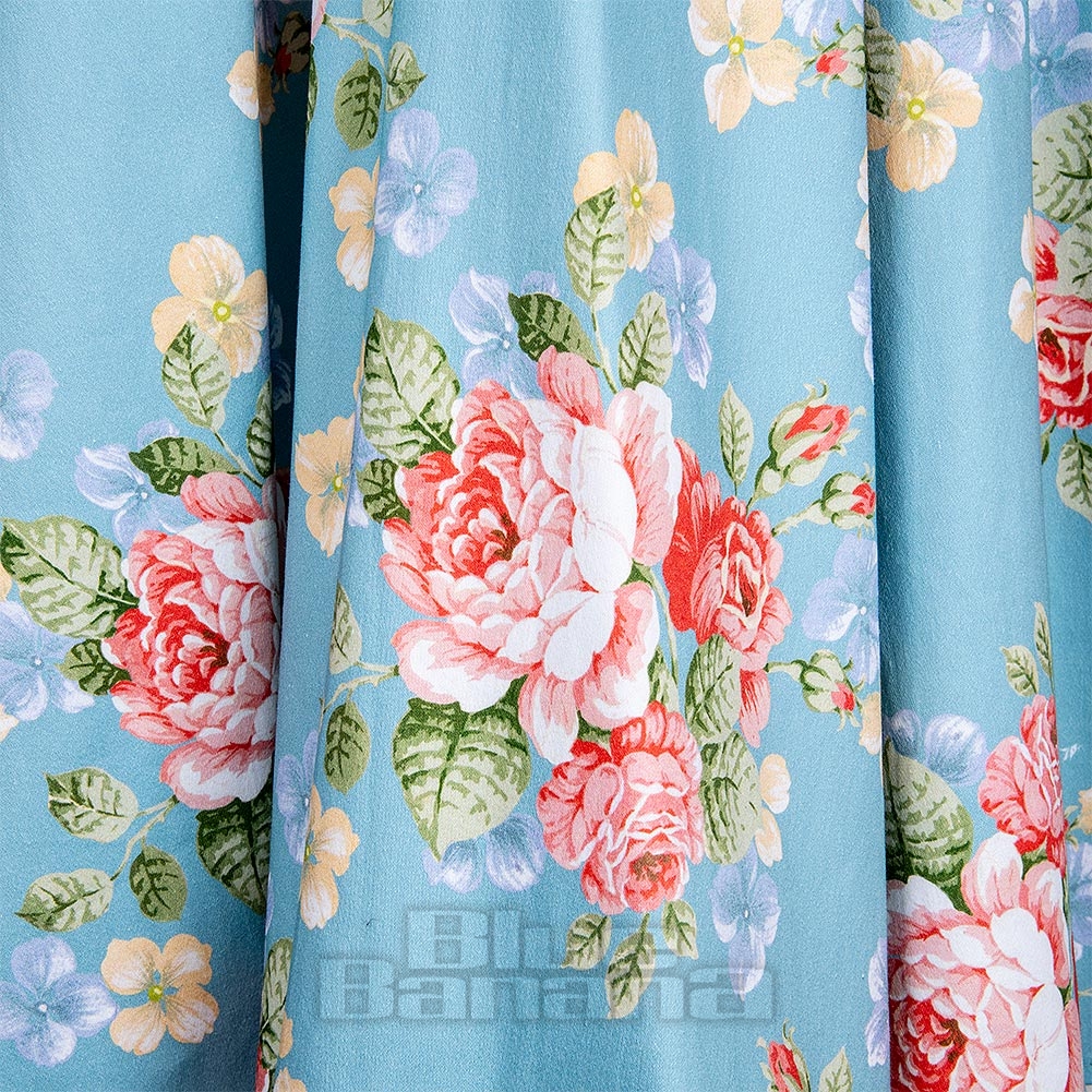 princess polly baby blue dress Laagam liza solene puff sleeve mini dress in pink blue floral main image 0