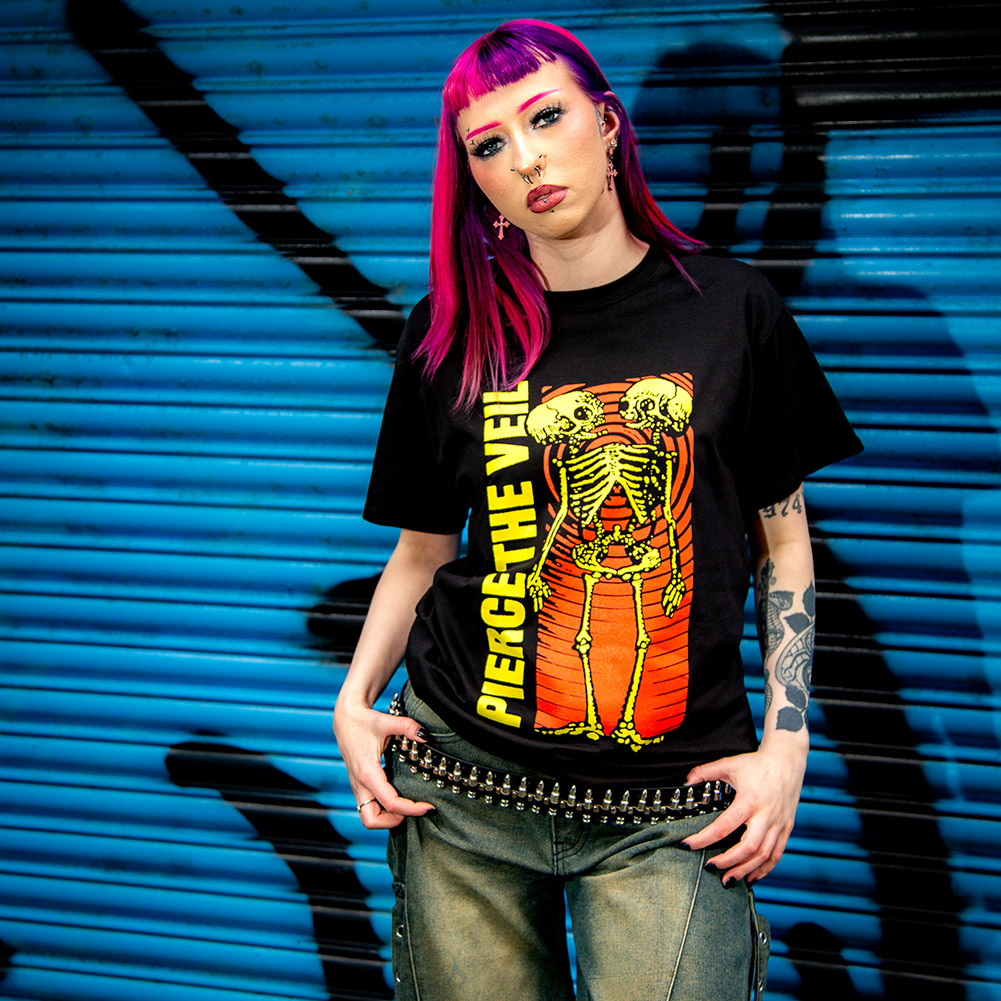 Official Pierce The Veil Wavy Skeleton T-Shirt (Black) | Official