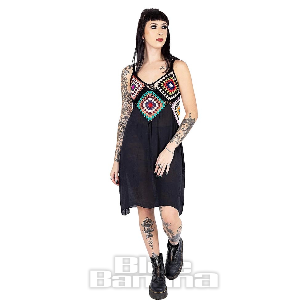 slim fit dress slacks Aria - Handmade Crochet Black Midi Dress