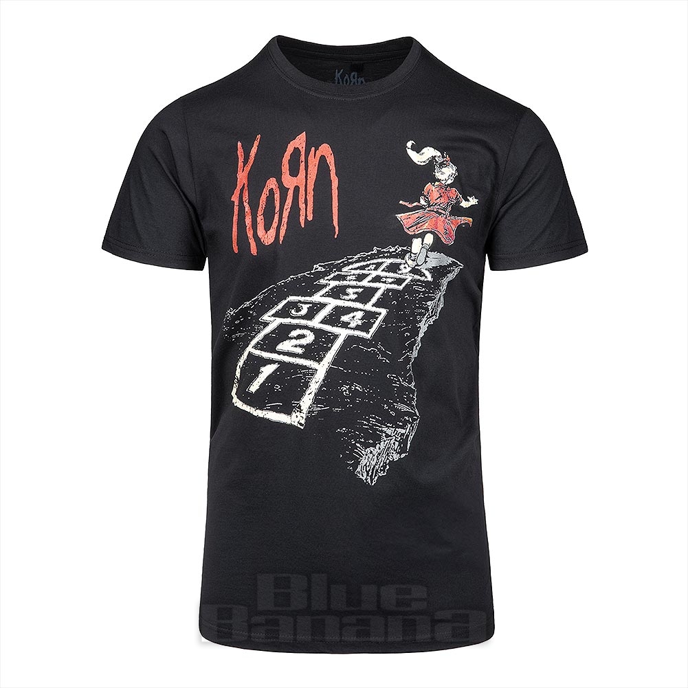 Official Korn Follow The Leader Hopscotch T-Shirt (Black) | Blue