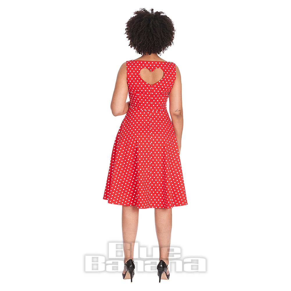 strapless open back dress Vintage Lipstick Red Mod Polka Dot Dress – therapi