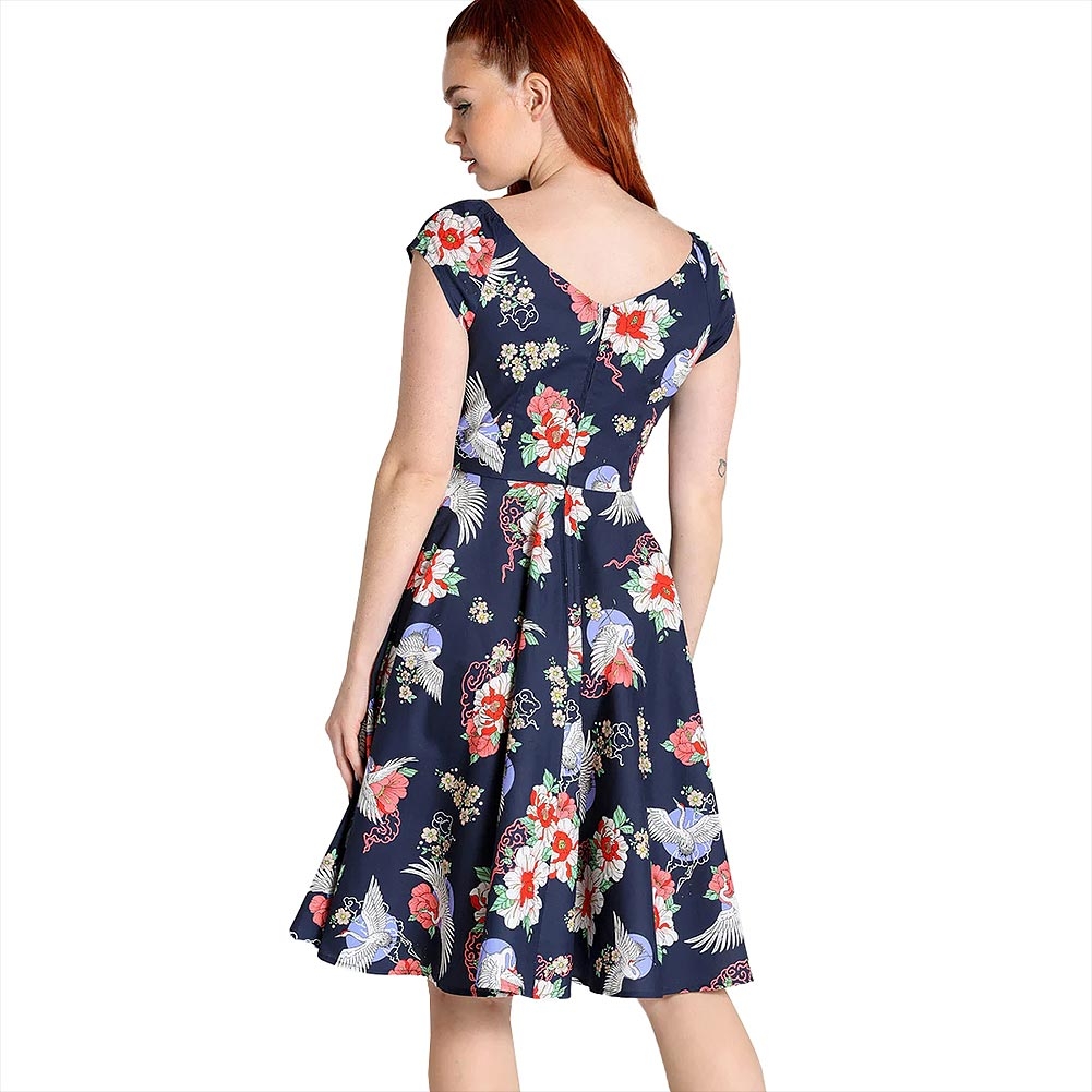 hell bunny blue floral dress Hell Bunny Beatrix 50's Swing Dress Blue