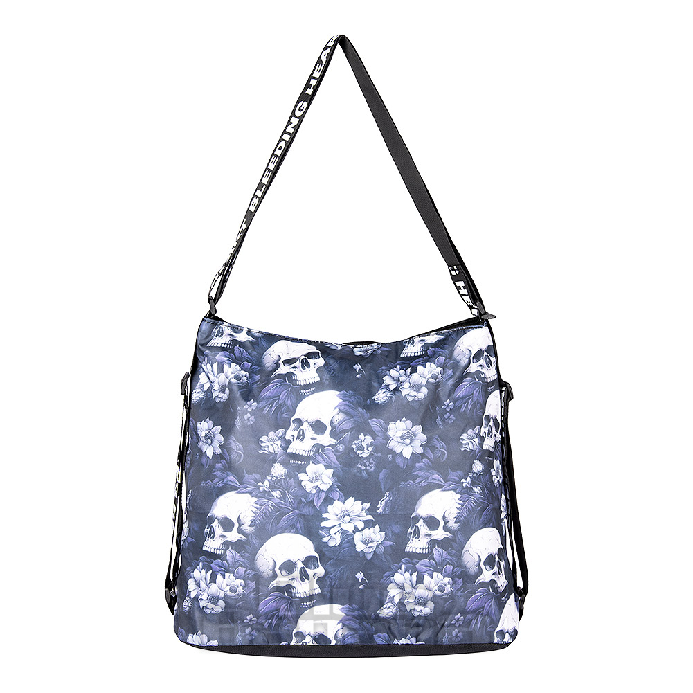 Bleeding Heart Adjustable Skull Handbag (Blue) | Blue Banana