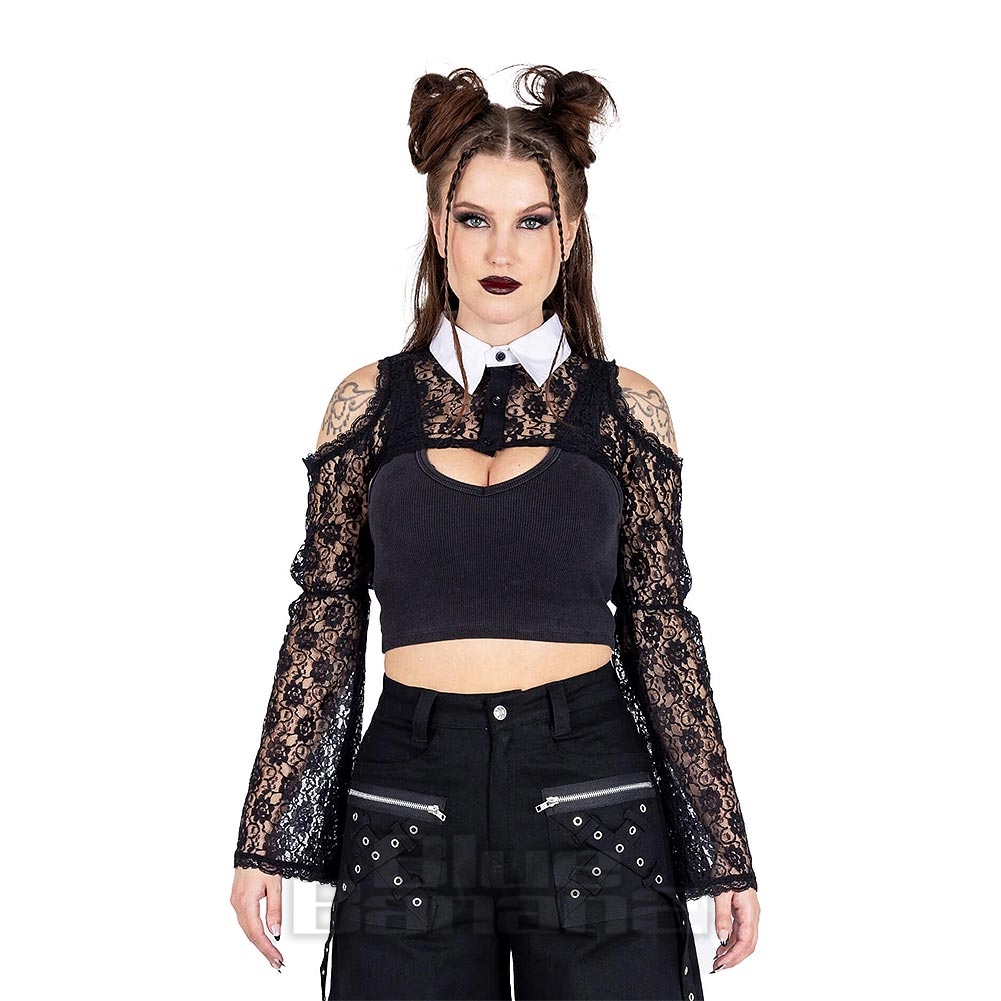Heartless Lilith Lace Bolero Jacket (Black) | Blue Banana