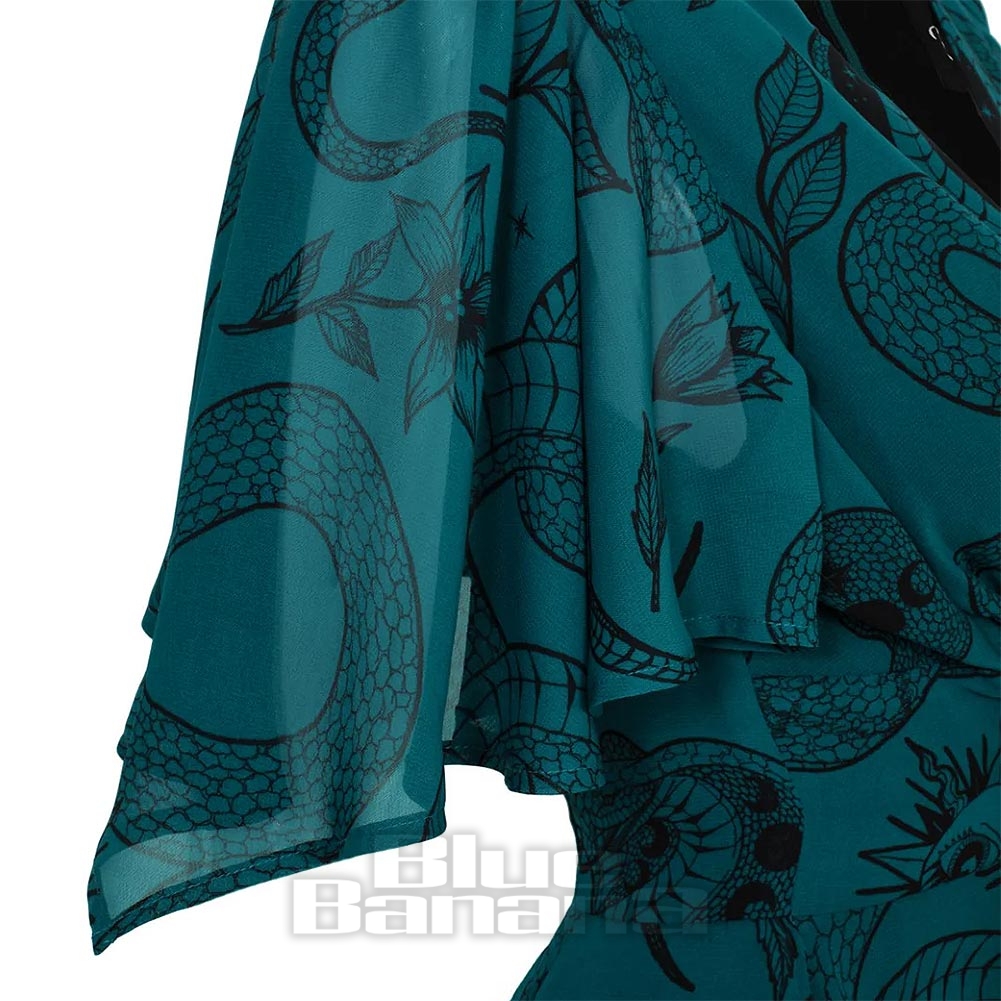 Hell Bunny Venom Midi Dress (Teal) | Blue Banana