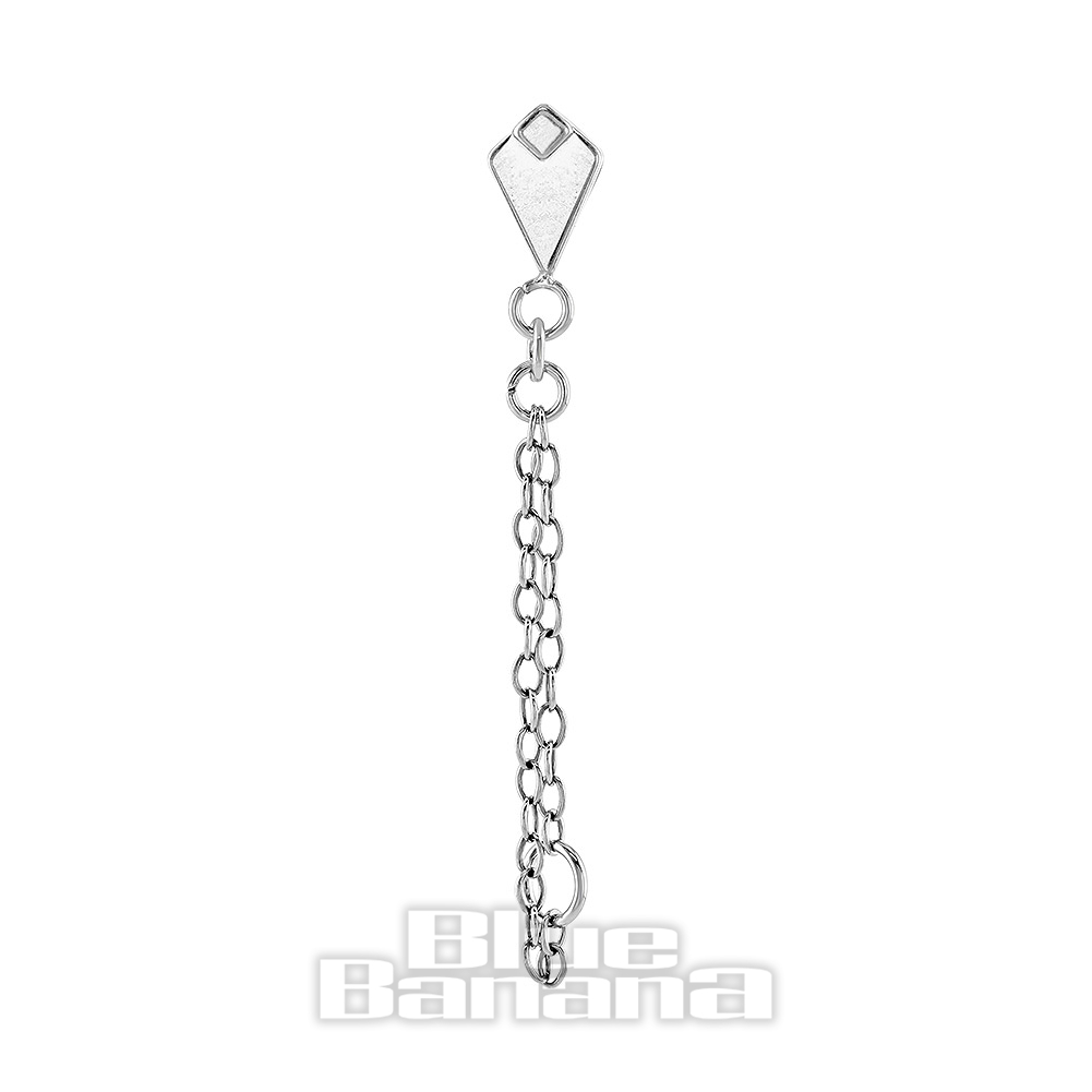 Blue Banana Polished Titanium Diamond Chain Threadless Labret (Silver ...