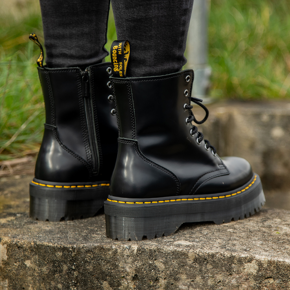 Dr Martens Black Jadon Polished Boots, Quality Leather  display picture 2