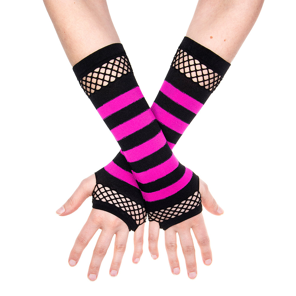 Blue Banana Stripe Gloves (Pink-Black) | Blue Banana