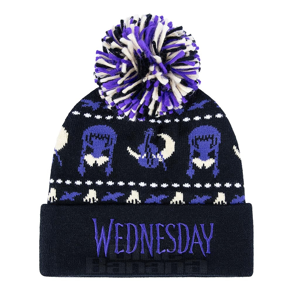 Official Wednesday Logo Bobble Hat (Black) Blue Banana