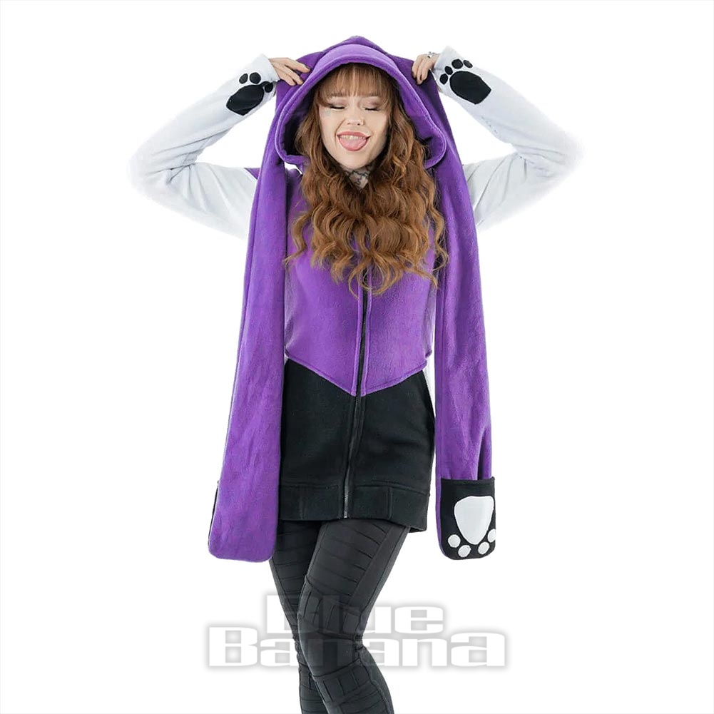 Sweat à Capuche Avec Oreilles Kawaii - Violet - Intérieur En Polaire Japonaise - Joli Lapin - Pour L'automne Et L'hiver, Violet, Large