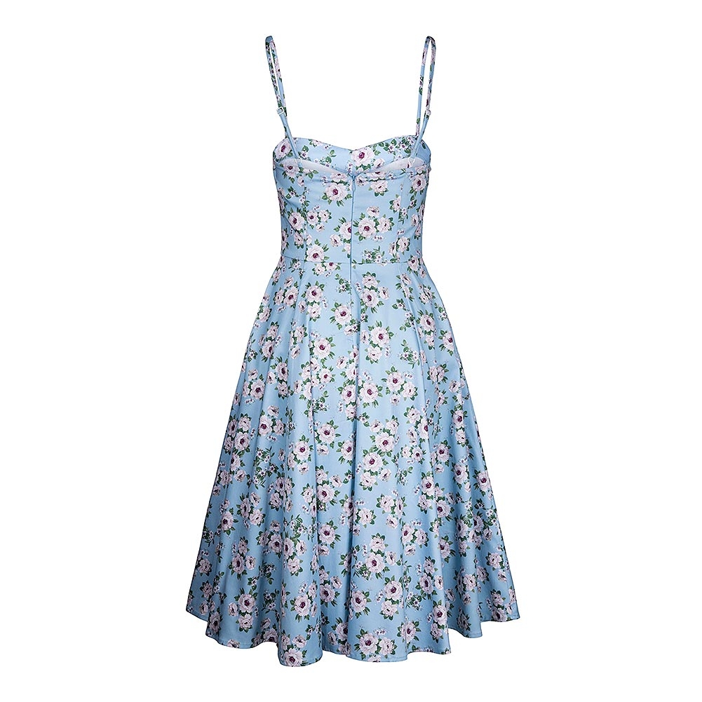 Bleeding Heart Floral Swing Dress (Blue)