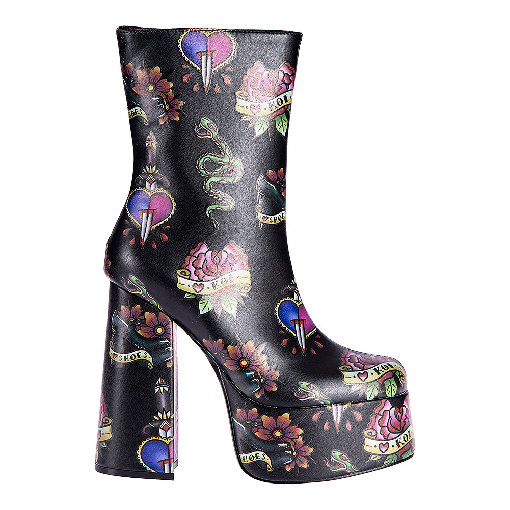 Koi Verdict of Serpent & Dagger Heeled Boot | Gothic Boots, Vegan