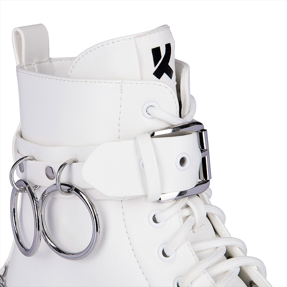 Koi Borin White Hardware Platform Boots | Alternative Chunky Boots