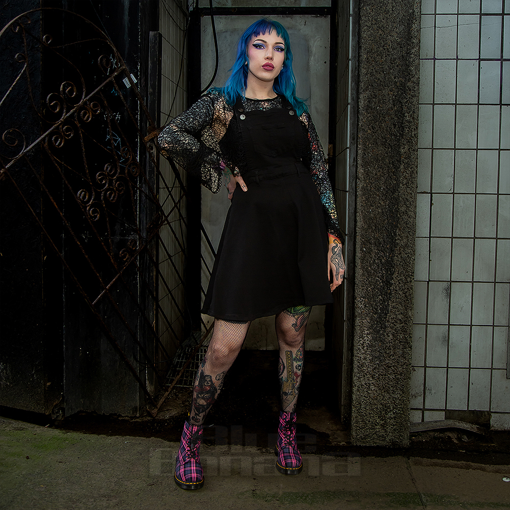 Hell Bunny Dakota Dress Pinafore Dress, Gothic Vintage Clothing