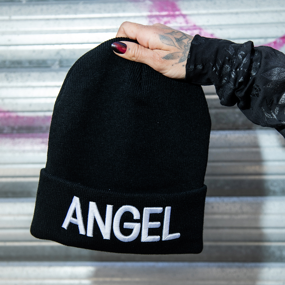 Angel Beanie Hat, Black Gothic Headwear | Blue Banana UK