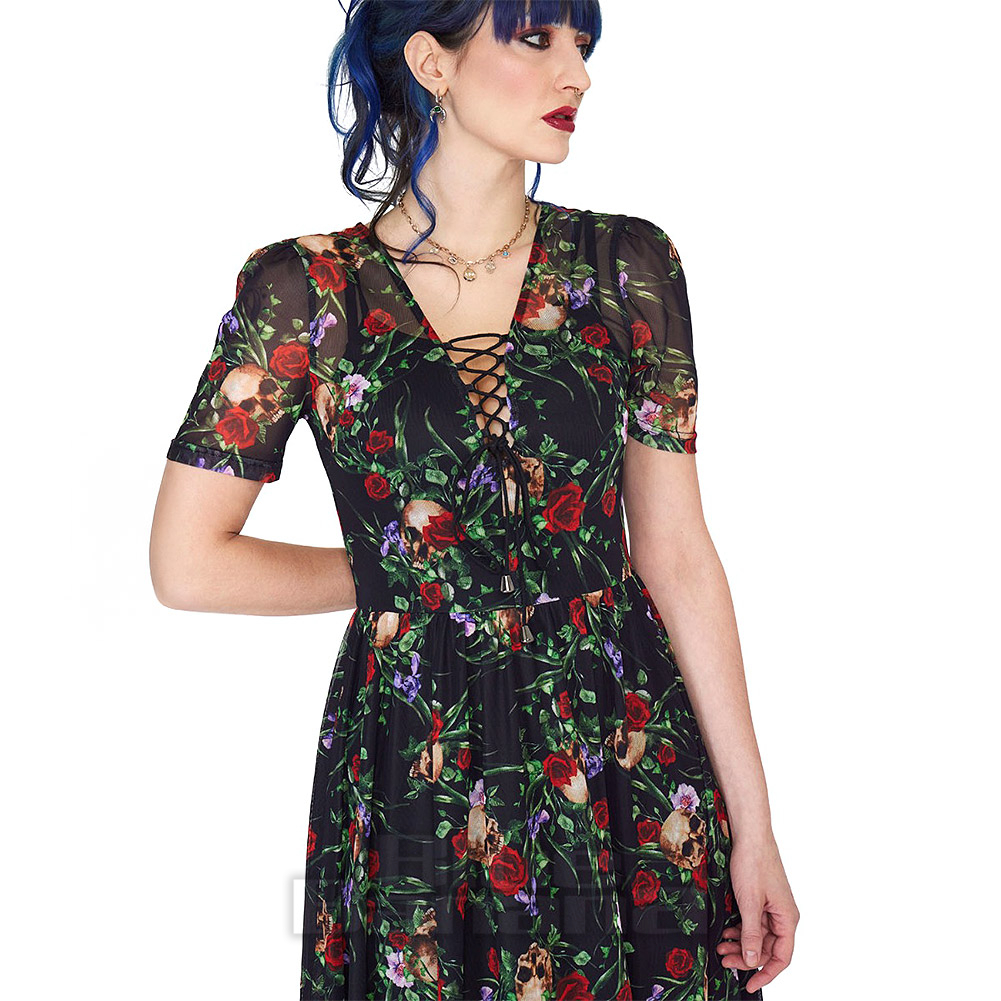 Jawbreaker SKULLS Allover Retro Pin Up NECKHOLDER Dress / KLEID main image 0