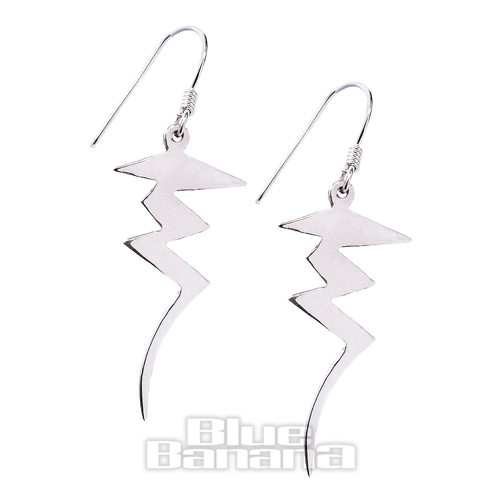 Blue Banana Silver Lightning Bolt Earrings, Piercing Jewellery