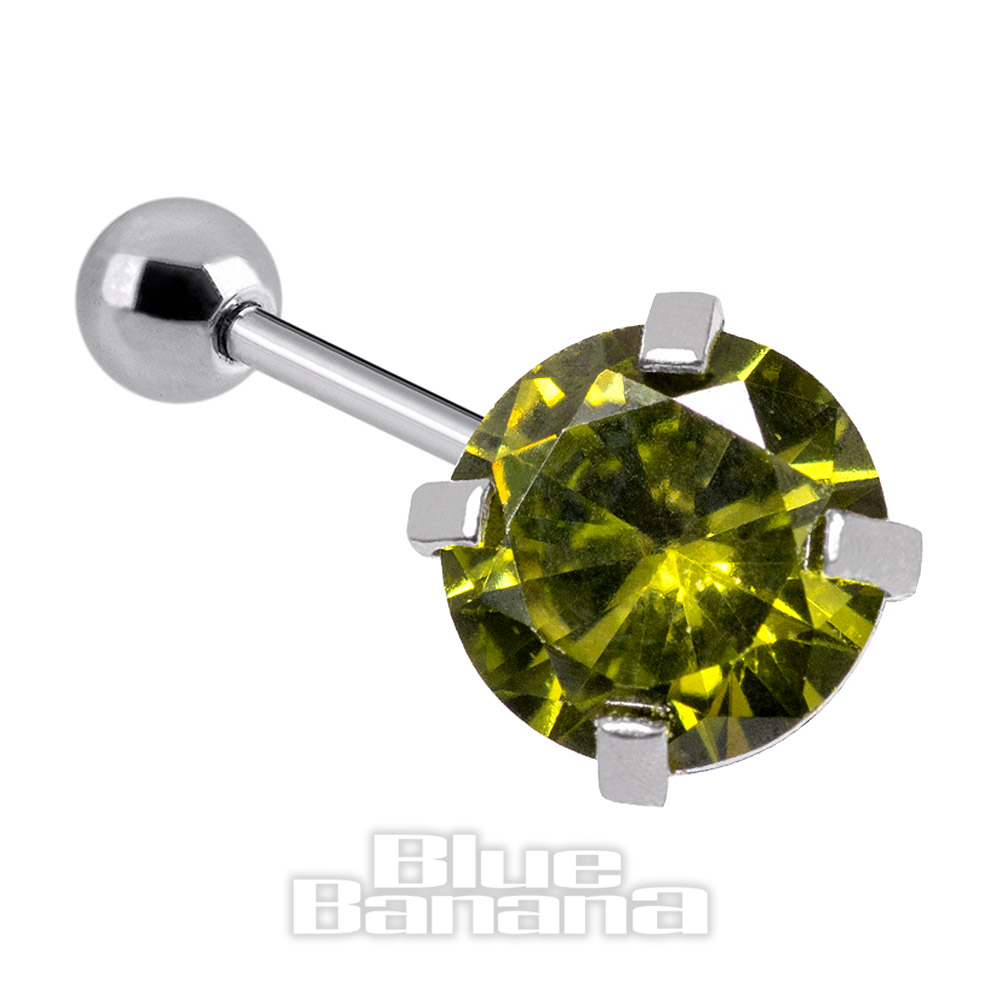 4mm Amber Jewel Tragus Bar, Cartilage Piercing Jewellery