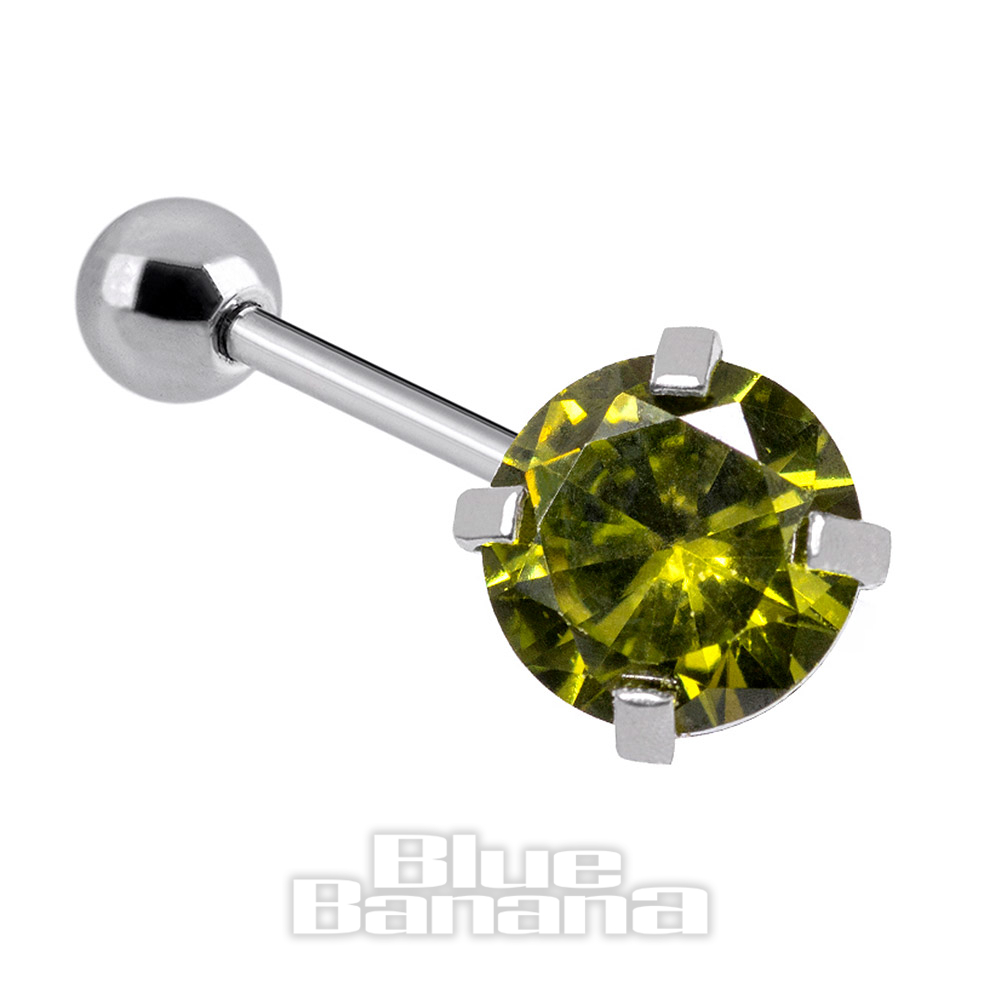 Surgical Steel Amber Gem Tragus Bar, Piercing Jewellery
