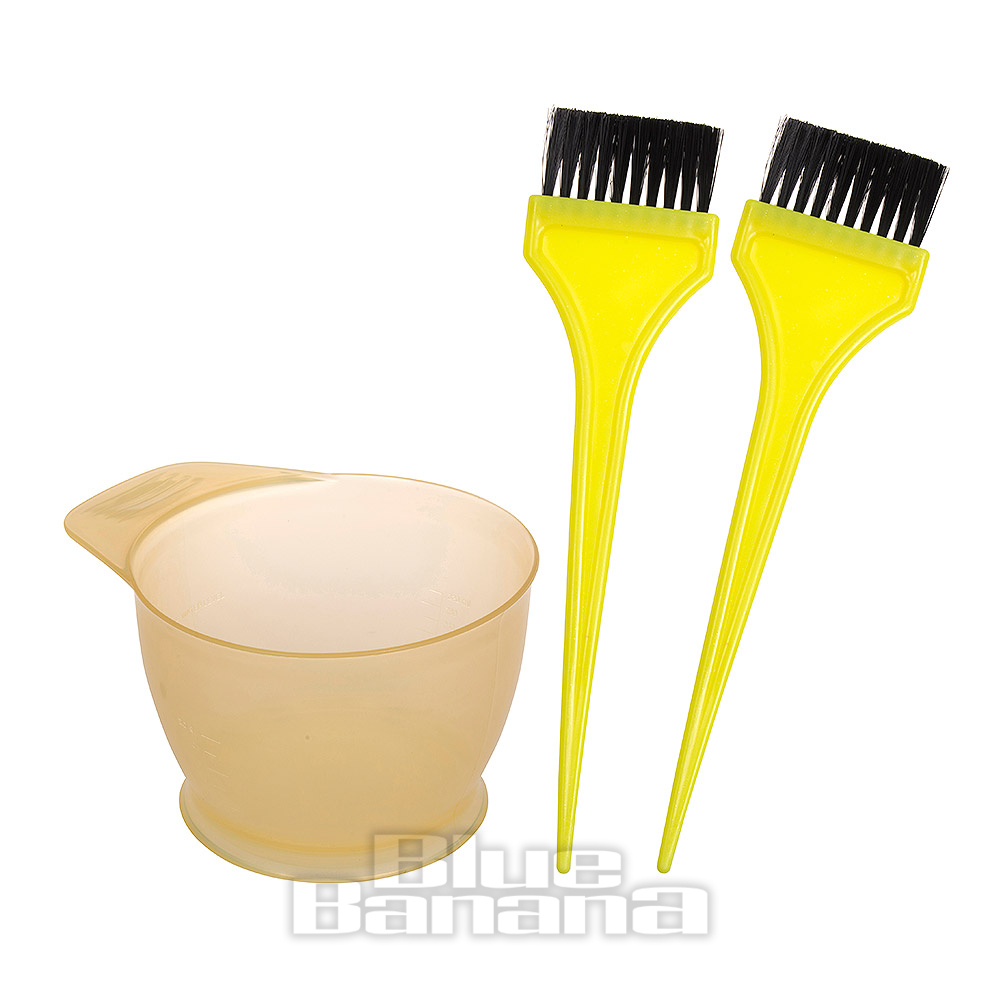 Hair Dye Tint Brush & Bowl, Yellow Hair Colour Tint Set, Hair Dye Tool Kit
