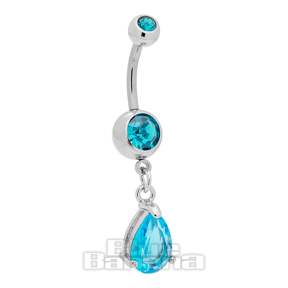 Drop Jewel Aqua Navel Bar Belly Bar Piercing Jewellery