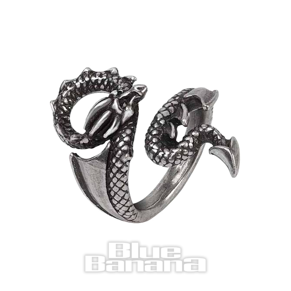 Alchemy Gothic Anello Dragon's Lure Per Donna – Peltro Color Argento, Gioiello Ispirato Al Fantasy E Al Gotico