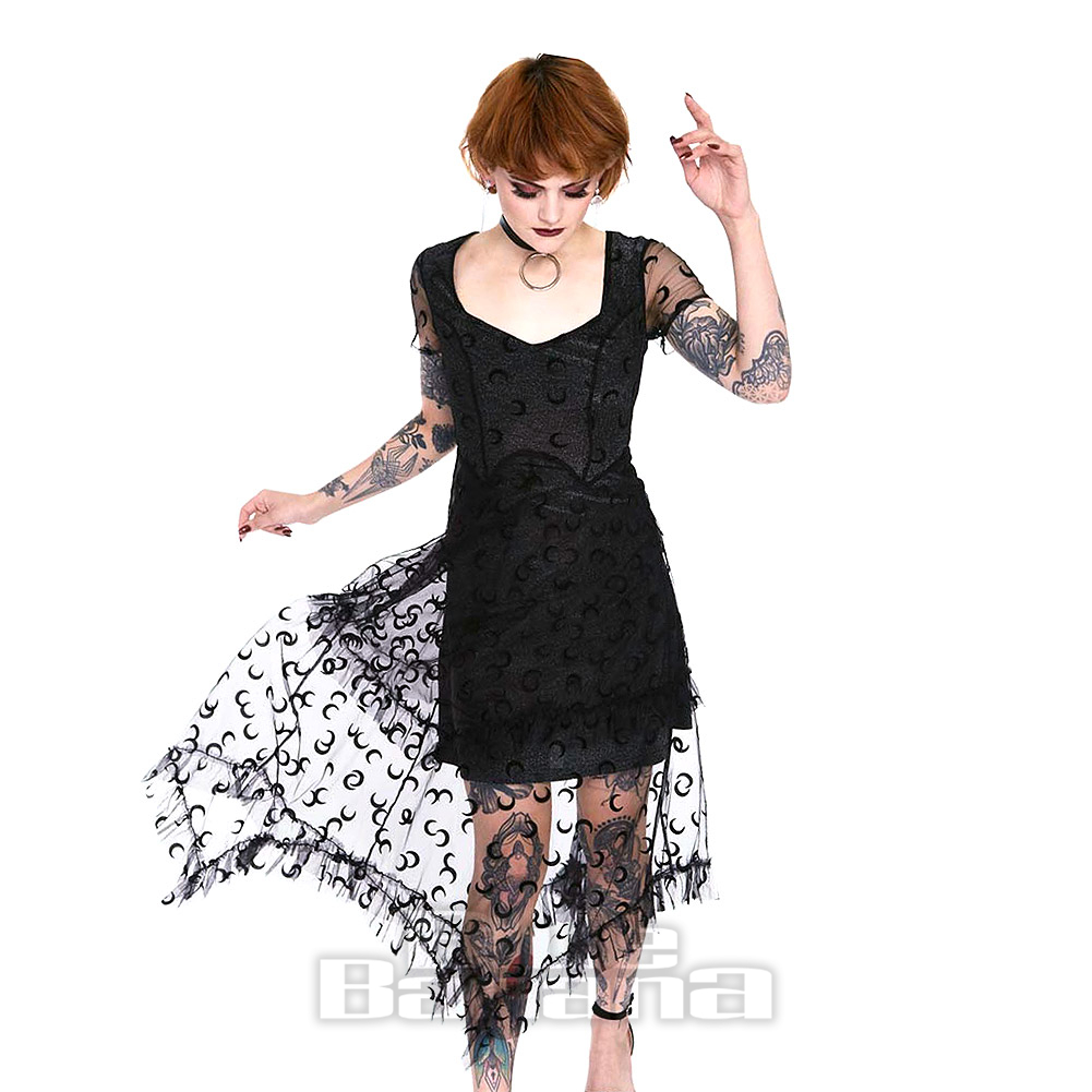 Jawbreaker Moonstruck Mesh Midi Dress (Black)| Blue Banana UK