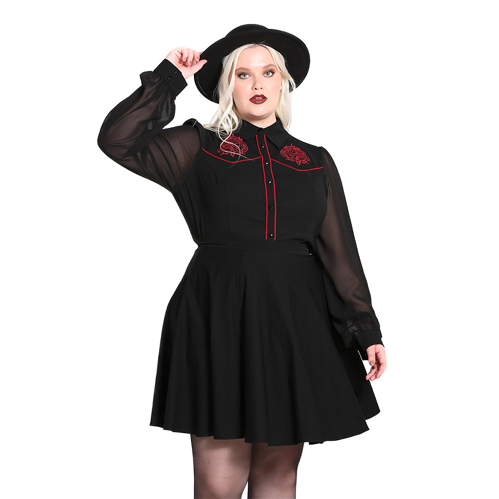 Hell Bunny Tallulah Snake Black Shirt | Alternative Gothic Blouse
