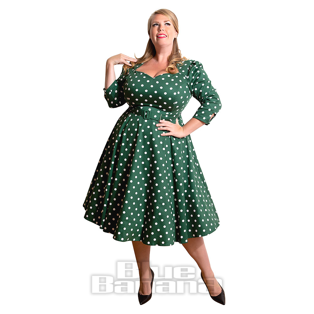H&R Kylie Polka Dot Green Dress | Vintage Dress | Blue Banana UK H&R Kylie Polka Dot Green Dress | Vintage Dress | Blue Banana UK