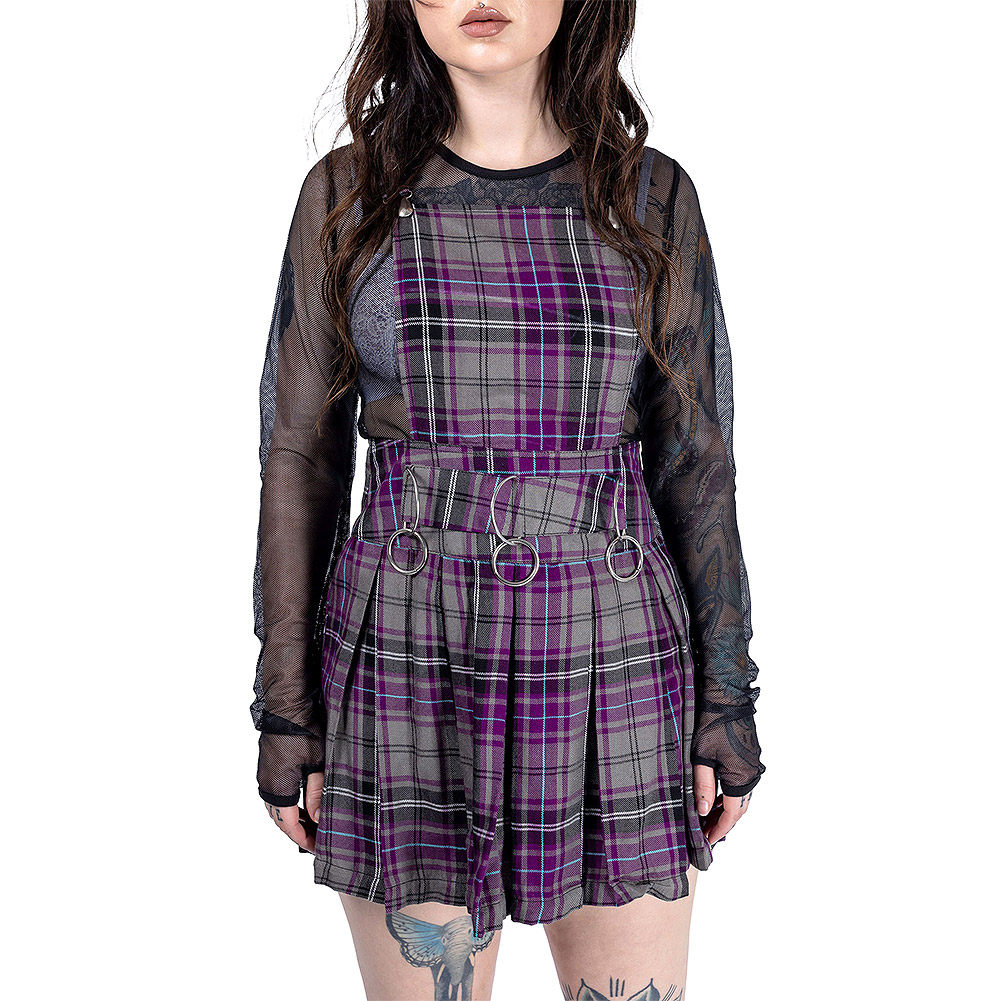 pinafore dress purple Purple Stretch Twill Flared Pinafore Dress